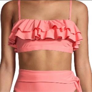 NWT TIME & TRU Orange Honey Solid Flounce Bikini Swim Top (4-6)
